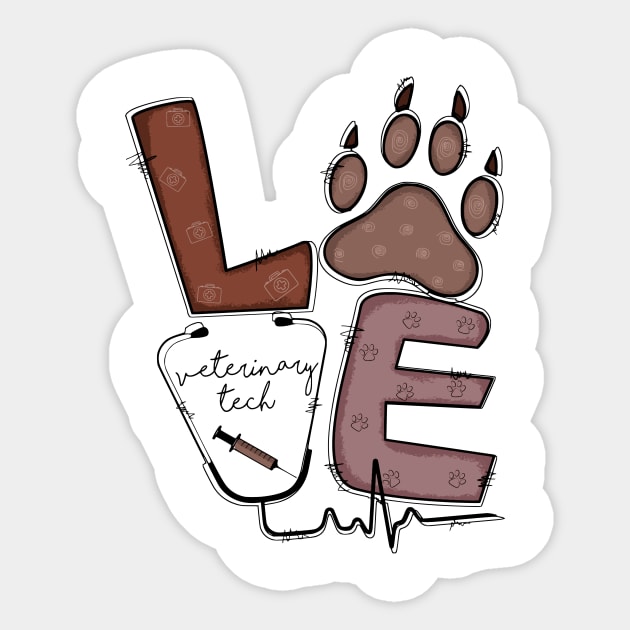 Love Vet Tech. Veterinary technician Sticker by  WebWearables